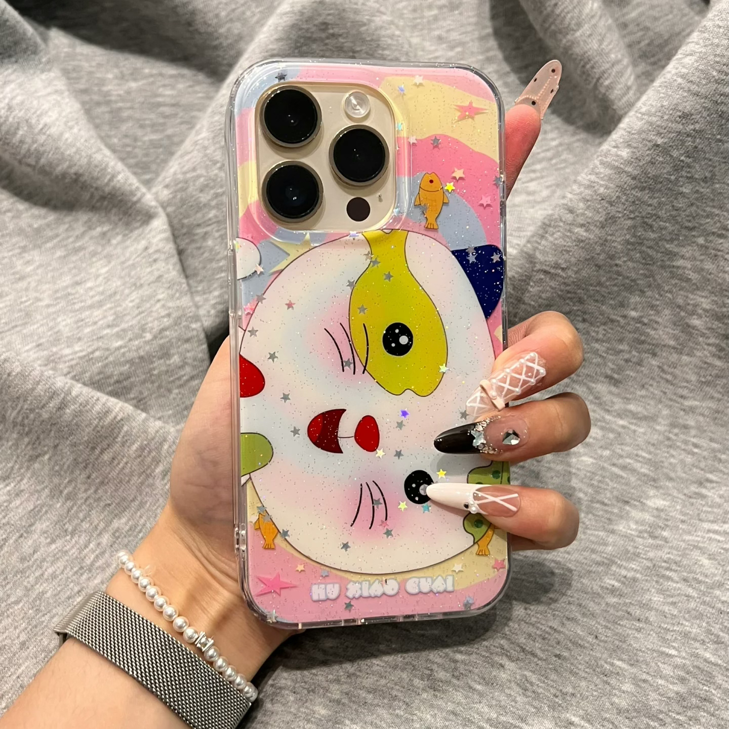 可爱卡通横屏小怪猫咪适用苹果16promax手机壳iphone15pro新款14