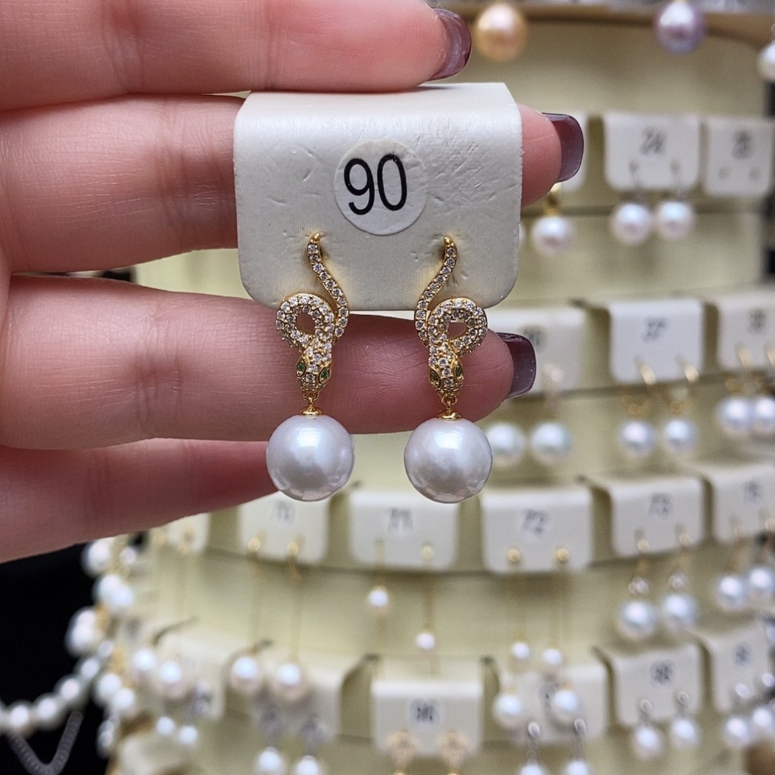 淡水珍珠耳饰银S925镶嵌