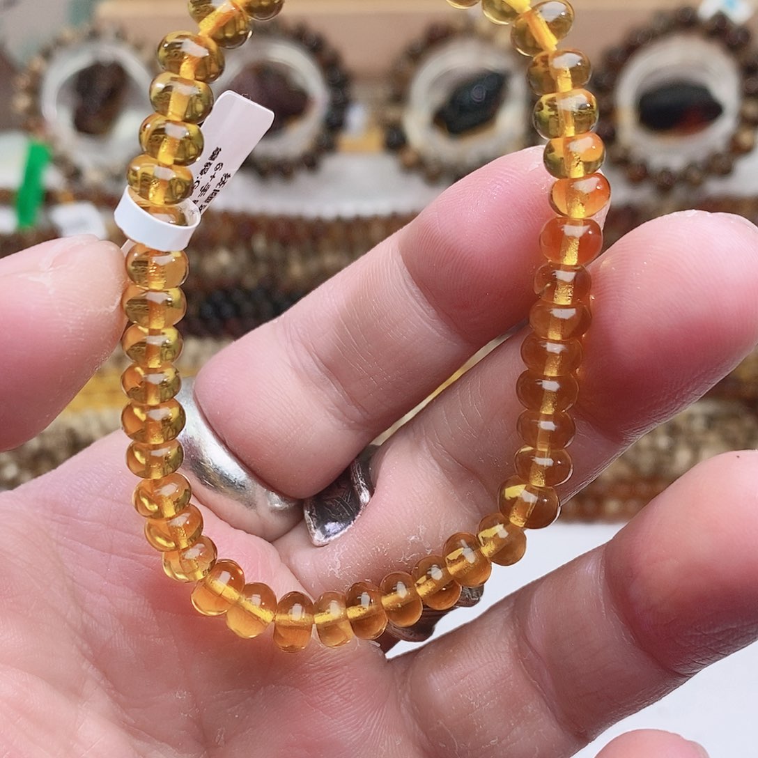 琥珀未镶嵌裸石金珀单圈6+