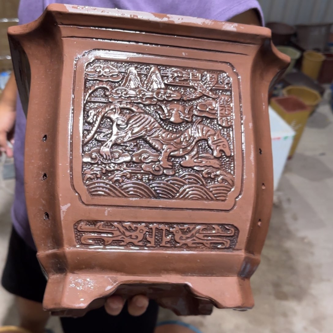 紫砂花盆口径23.23口径