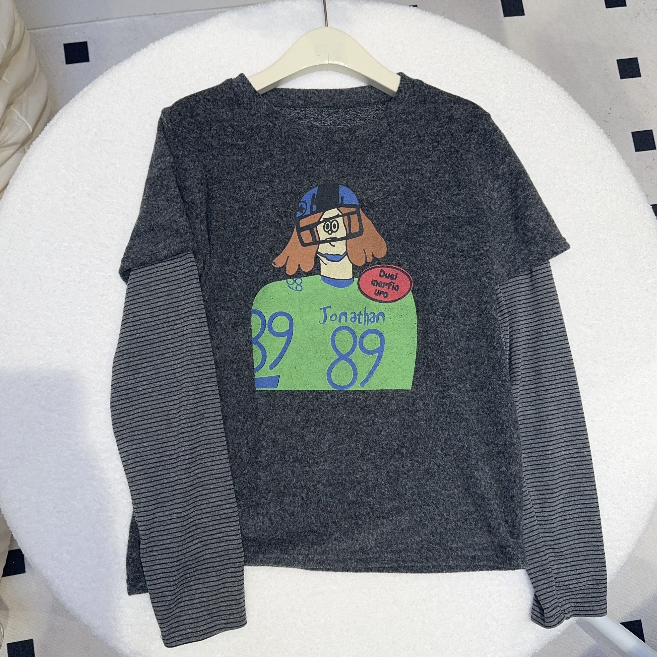 （十八家）假两件条纹袖上衣