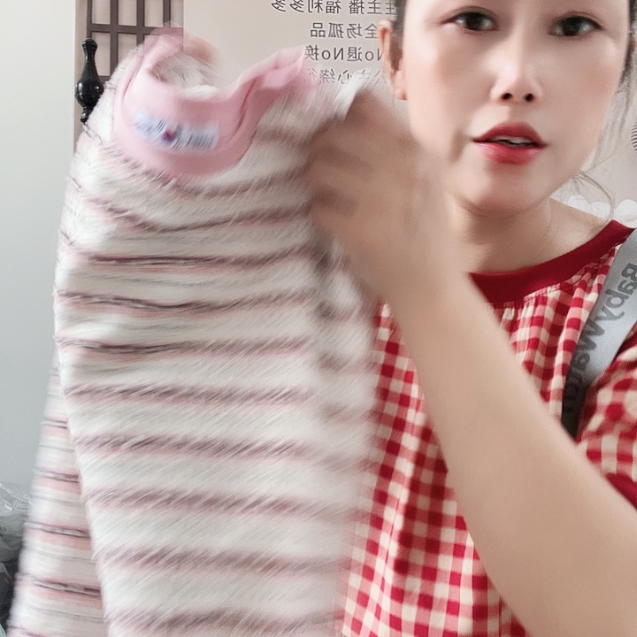 韩国香风款短袖粉