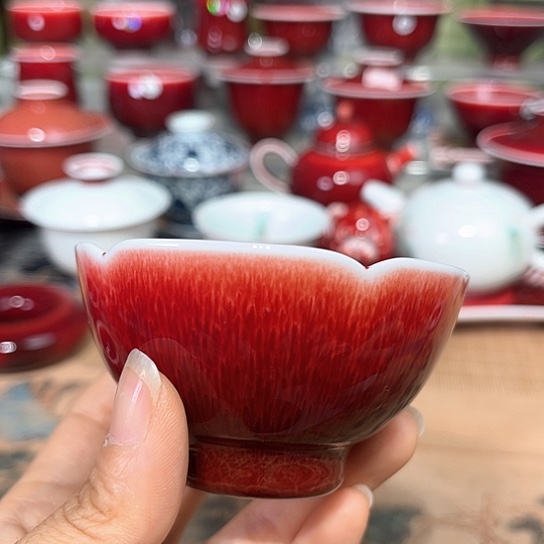 景德镇陶瓷红马坊杯