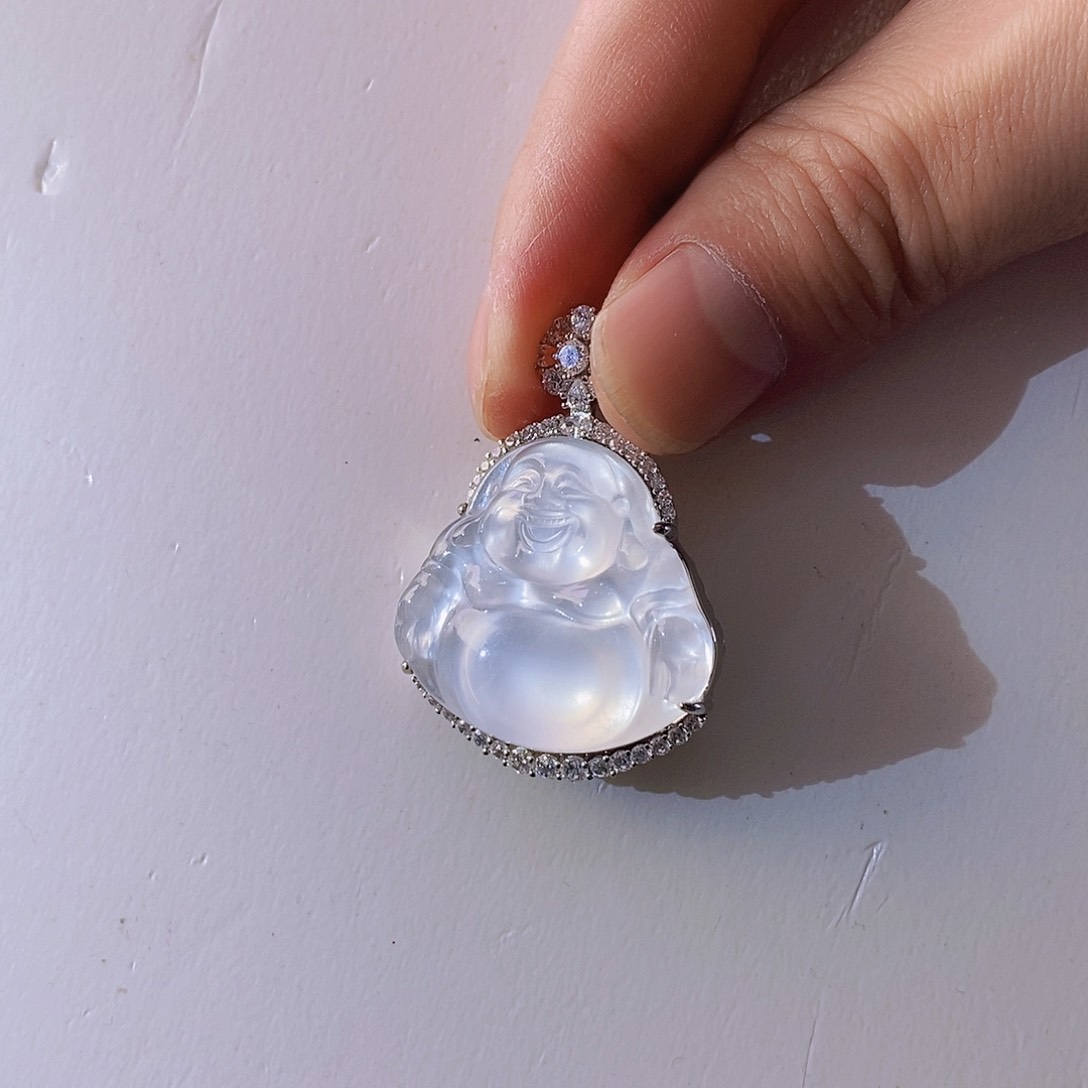 石英质玉吊坠(不含链)银S925镶嵌