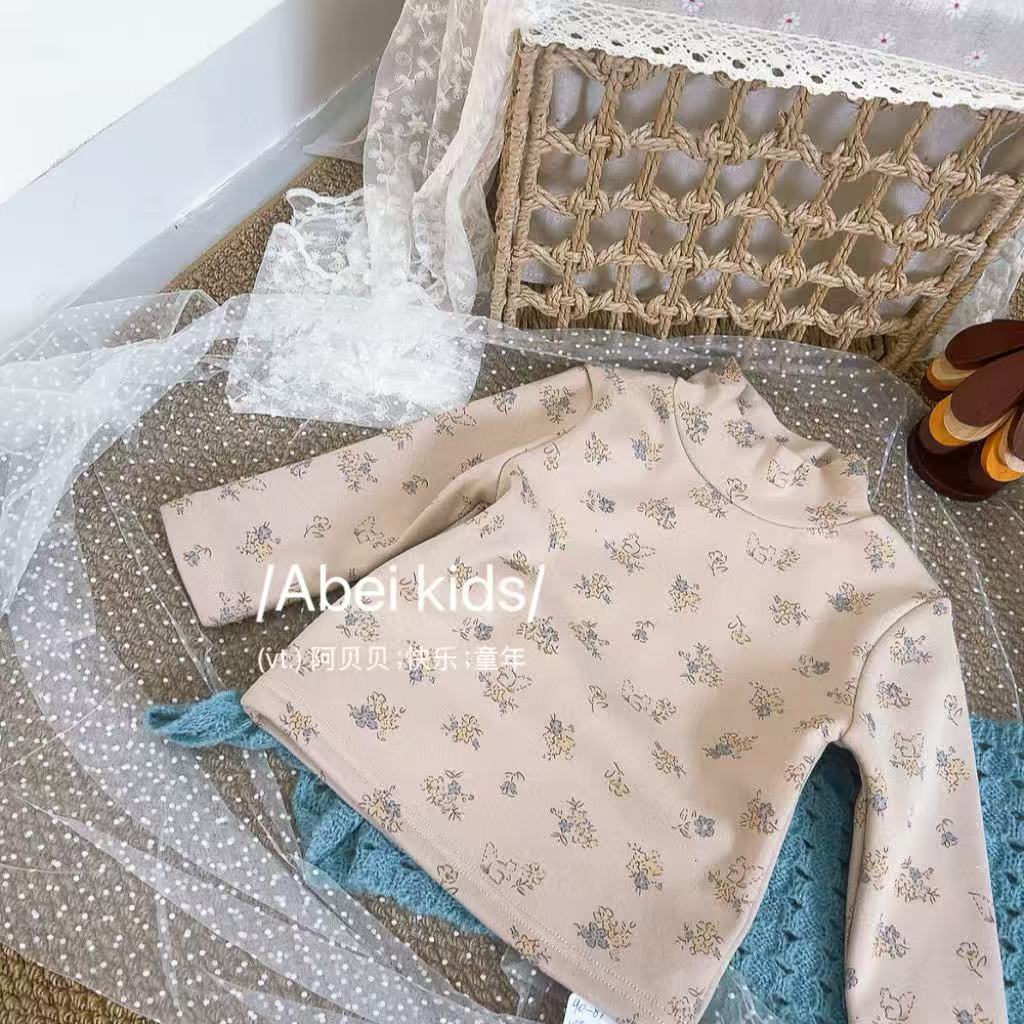 【X4】甜久25888碎花批印加绒打底童装