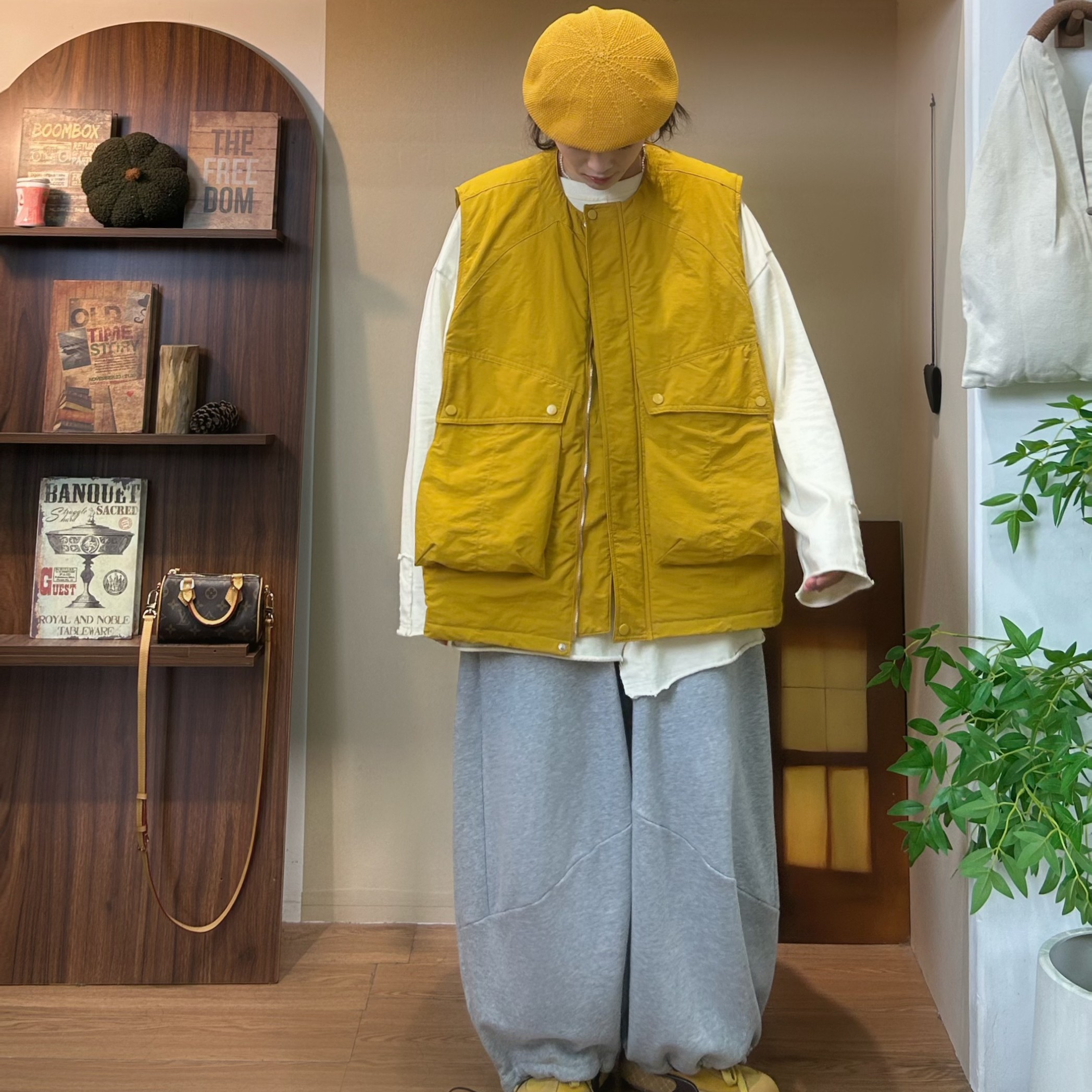 冬季新款宽松休闲百搭慵懒风大口袋夹棉马甲
