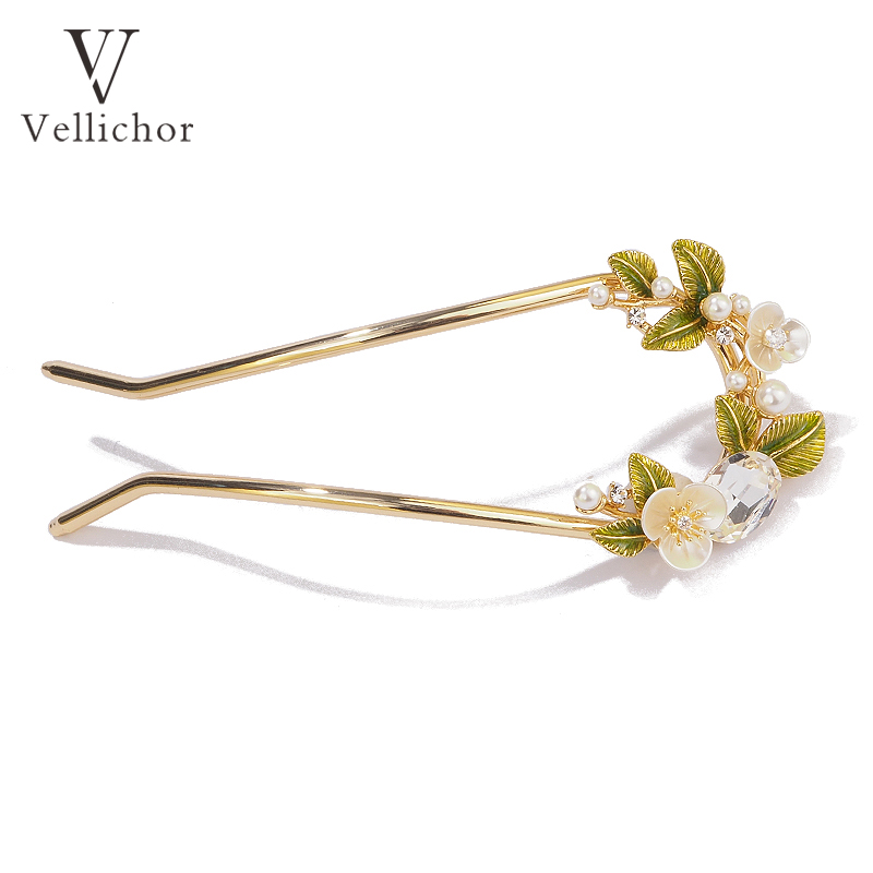 贝壳栀子花发簪花朵u形簪盘发簪中国风气质簪子