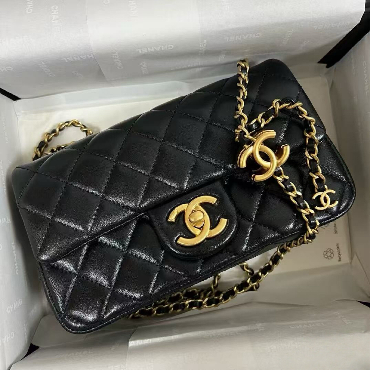 未使用 Chanel/香奈儿 25B 双C大mini CF羊皮链条包 人气爆款