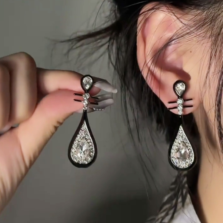 合金耳饰 66 爆款黑琵琶耳环新款耳钉中国风民族风典雅气质