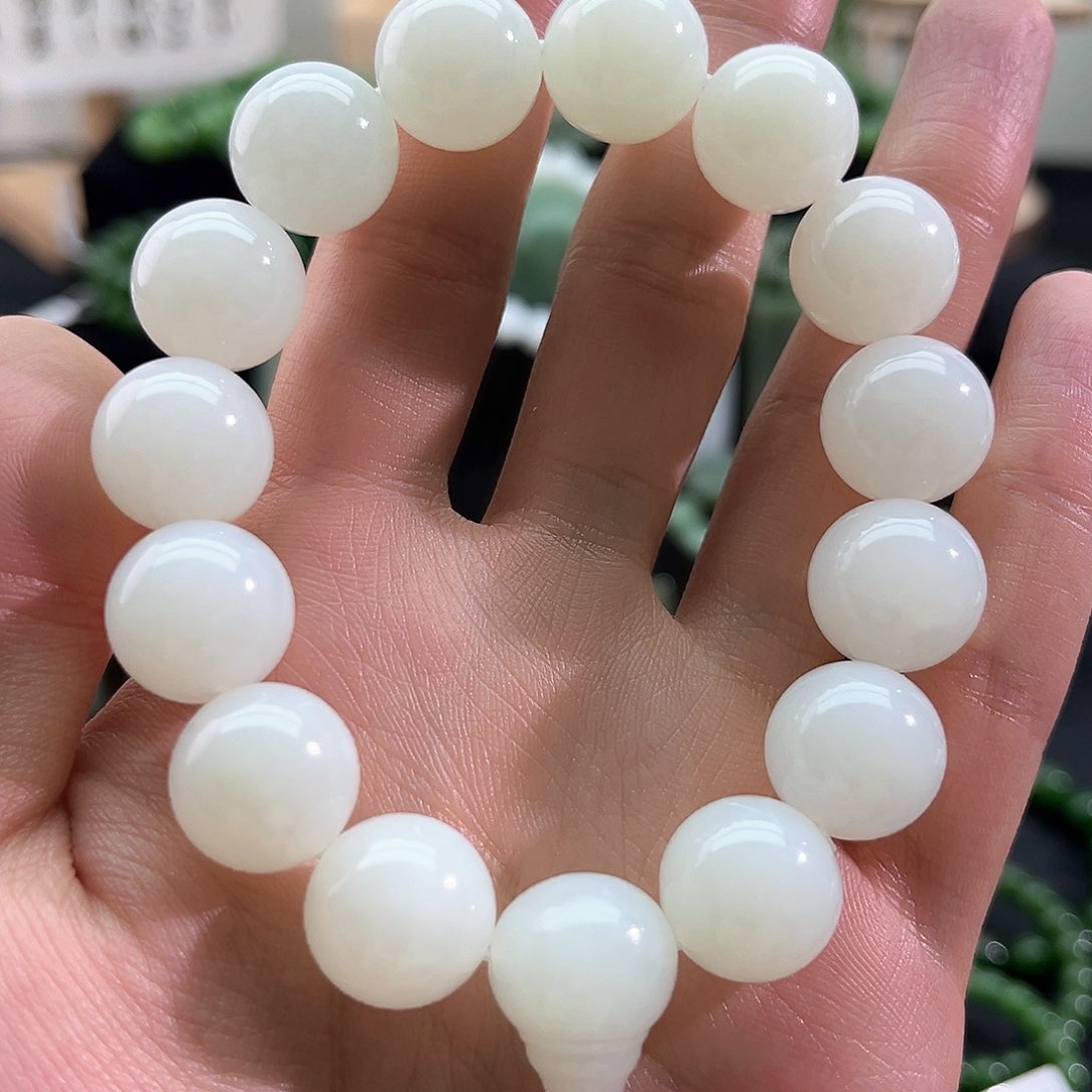 和田玉颈饰未镶嵌白玉-俄料-15mm-手串