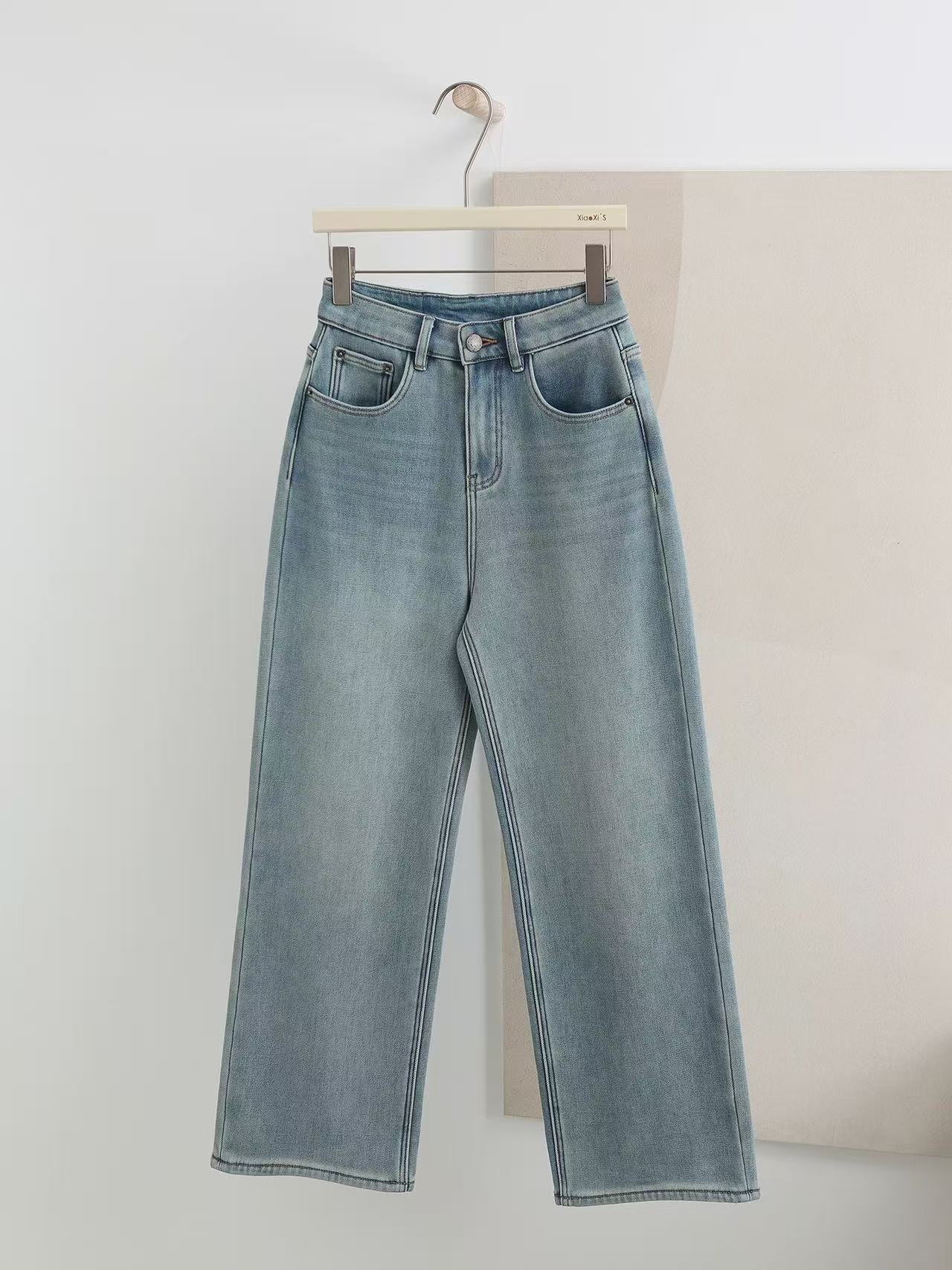 MX-K9015时尚百搭阔腿加绒牛仔裤