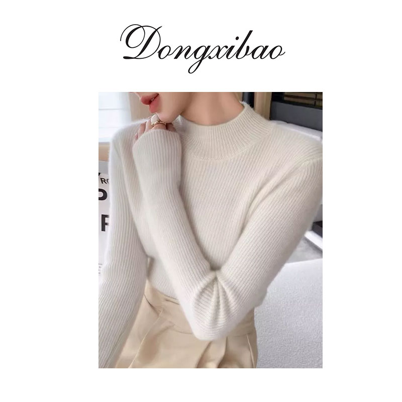 【康赛妮加厚抽条打底】加紧加密baby纯山羊绒半高针织打底MC405