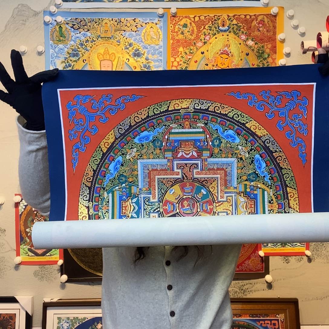 卷轴画纯手绘坛城唐卡50厘米左右