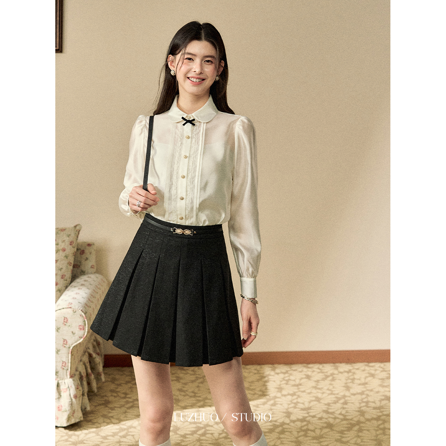 现货【品牌撤柜款ZB】鹿卓显瘦百搭设计感洋气半身裙MYL045006