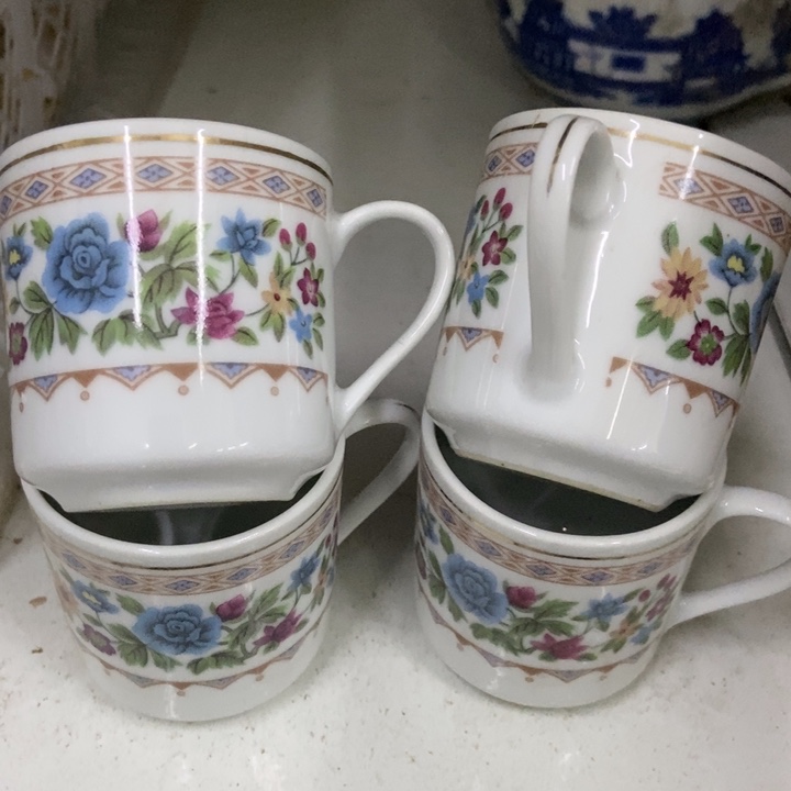 陶4个碎花小杯景德镇