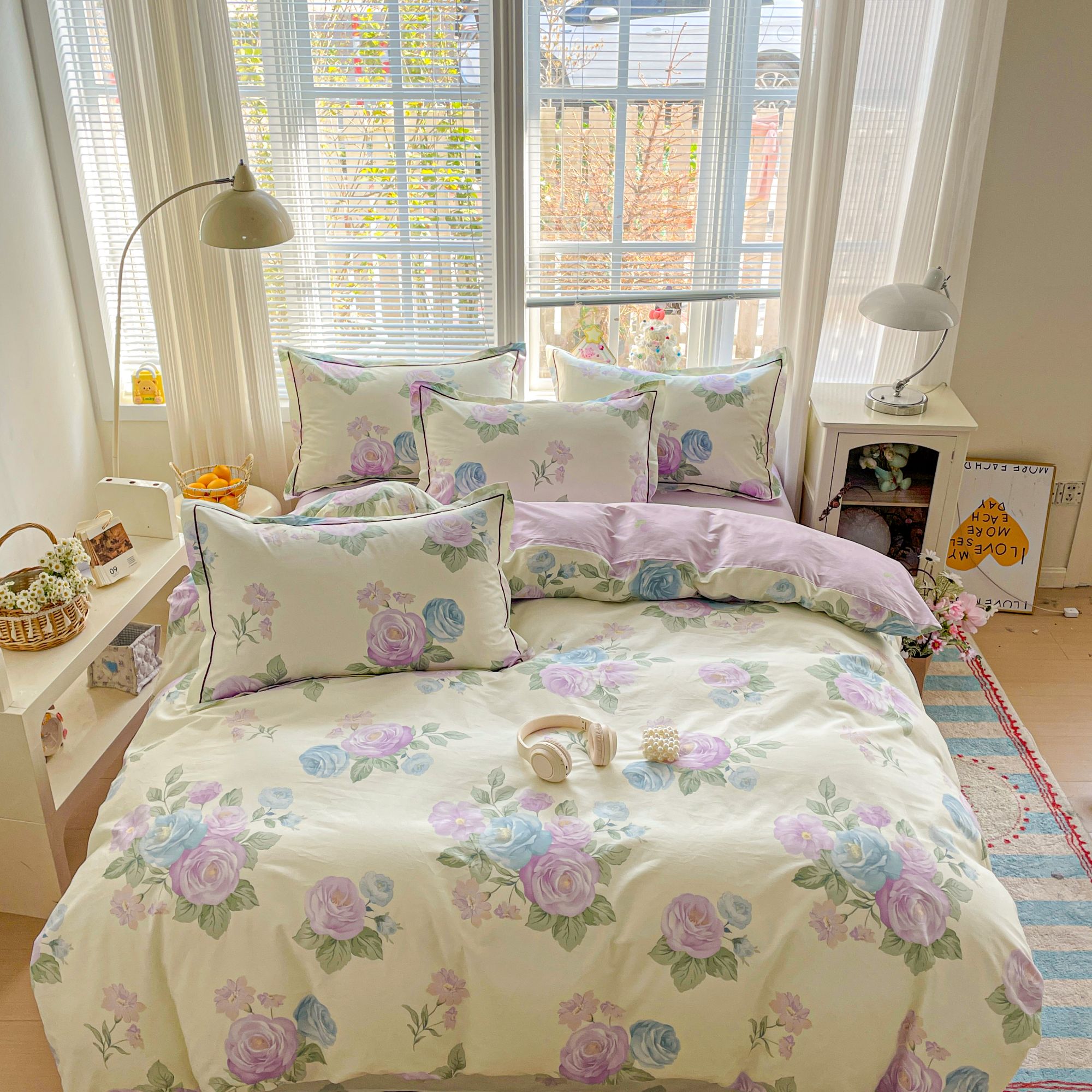 【紫苏】100%棉全棉铂金棉四件套纯棉活性斜纹亲肤三件套印花加厚