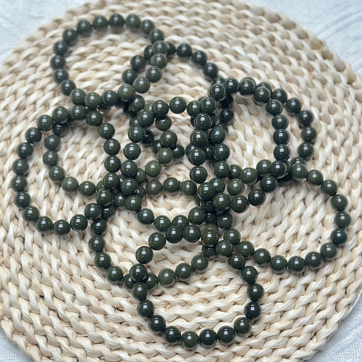 和田玉沙枣青圆珠手串卡10（多样性发货）单圈玉手串沙枣青和田玉珠