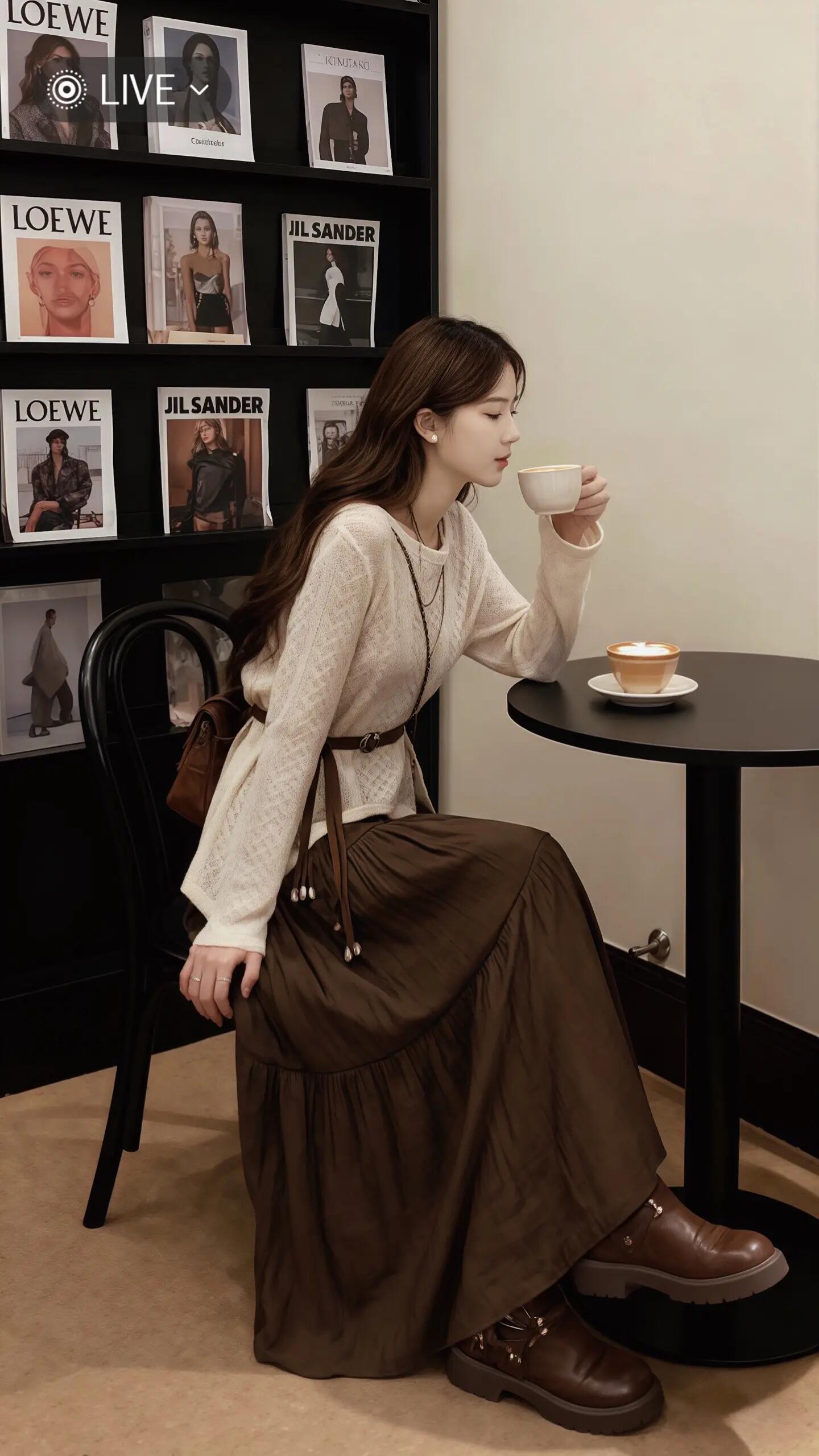 051-100秋冬春羊毛针织新款伞裙百褶裙大裙摆半身裙百搭复古