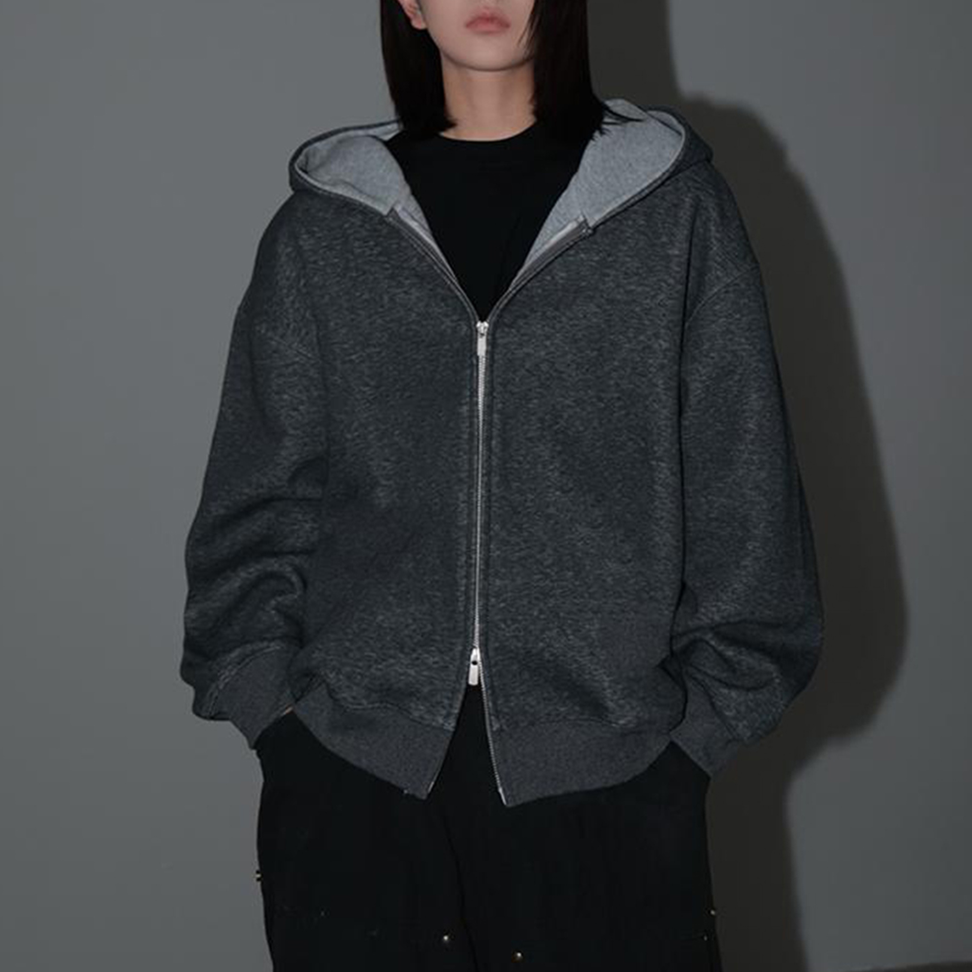 双拉链撞色连帽卫衣男女430G重磅情侣款开衫拼接宽松运动休闲外套
