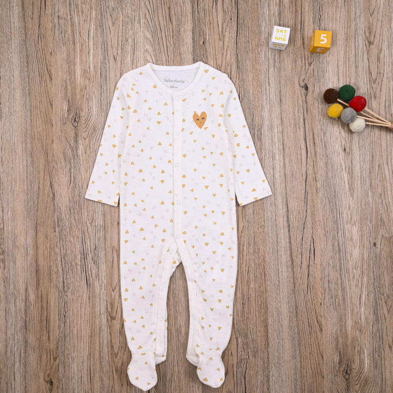 外贸欧美女宝长爬衣纯棉长袖连体衣连身衣新生儿婴儿前开包脚爬服