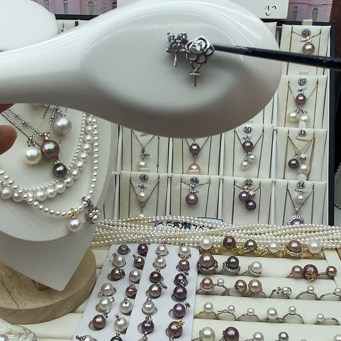 扣头银S925镶嵌淡水珍珠