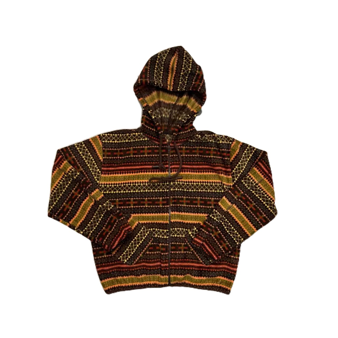 韩版新款连帽复古花纹长袖短外套