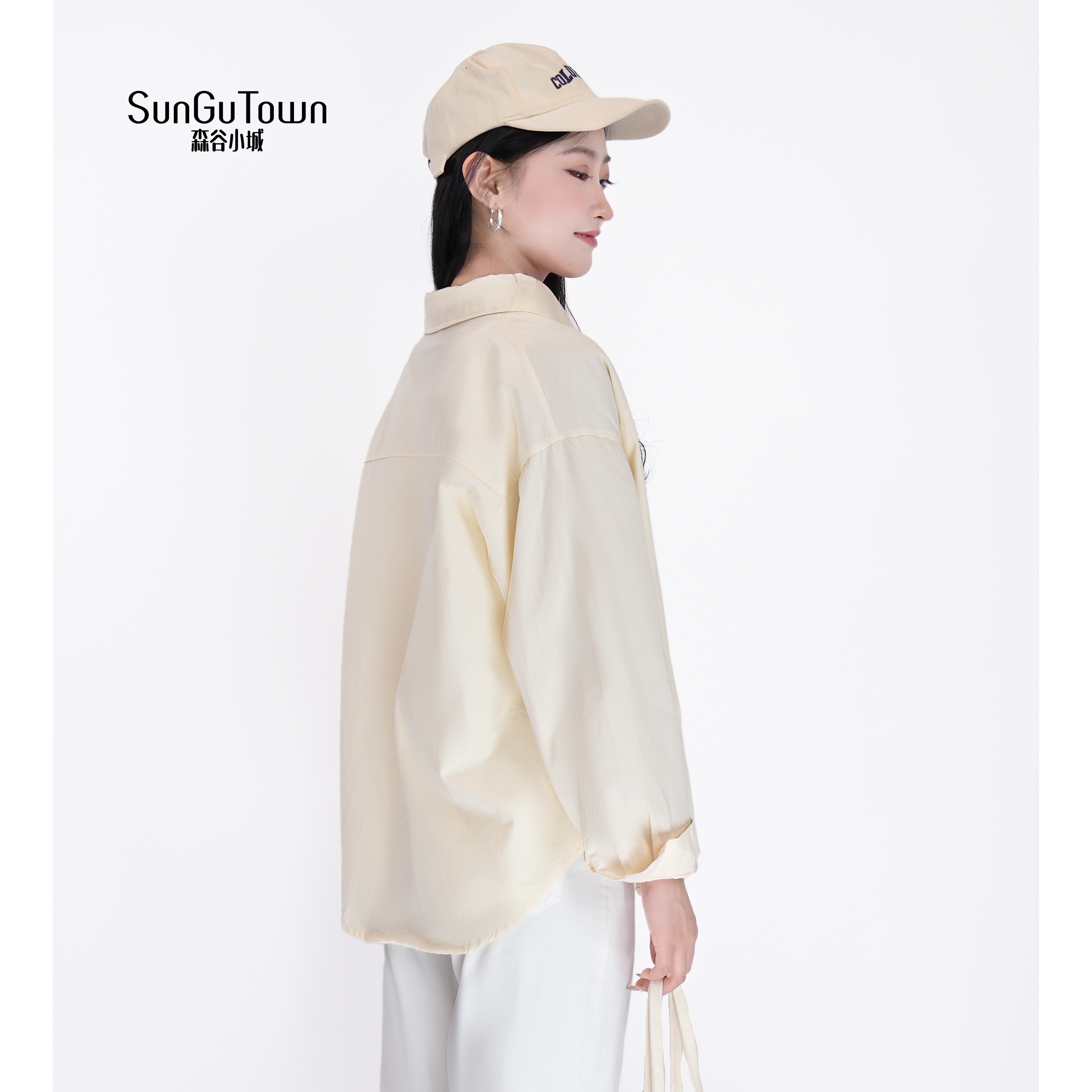 森谷小城宽松简约休闲百搭字母衬衫两件套5COQ-Y28997B