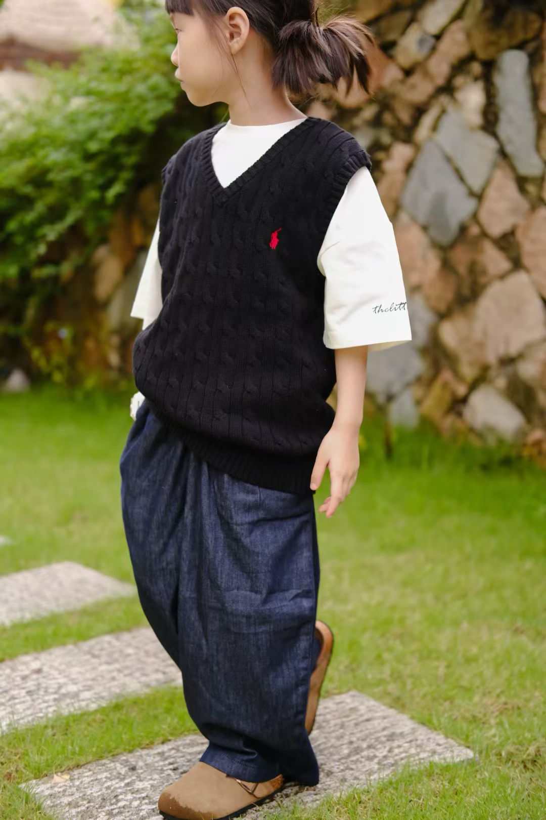 「LIUYI」2025秋冬儿童小马经典针织衫V领无袖马甲 2998