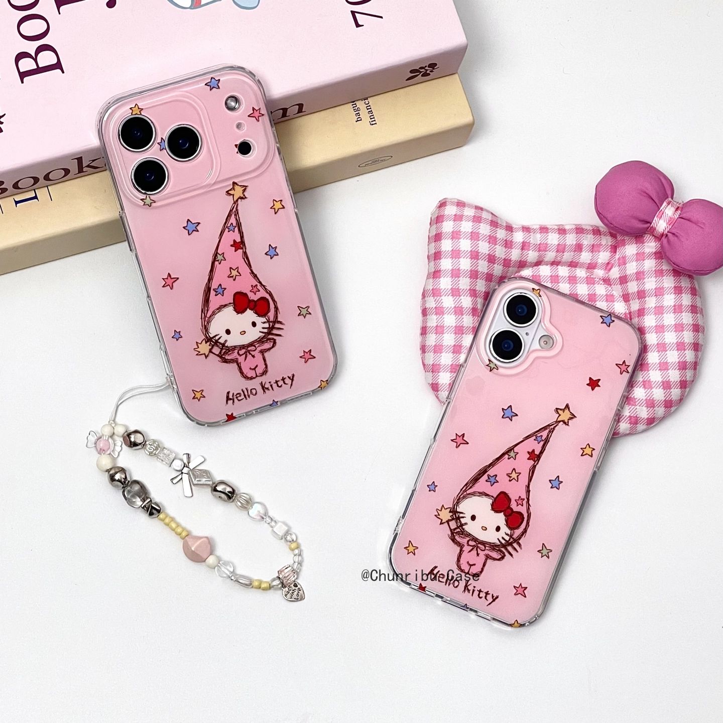 日韩趣味粉套装帽子素描kitty适用苹果17/16promax手机壳15/14/13