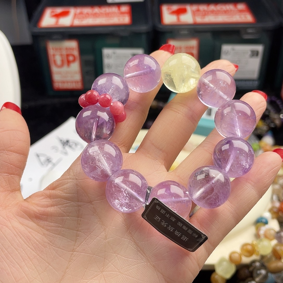 手链银S925镶嵌烟晶