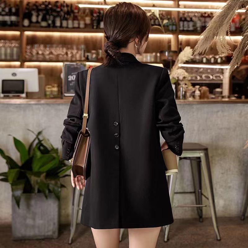 加厚西装外套女2025春秋气质后开叉百搭休闲今年流行小西服上衣