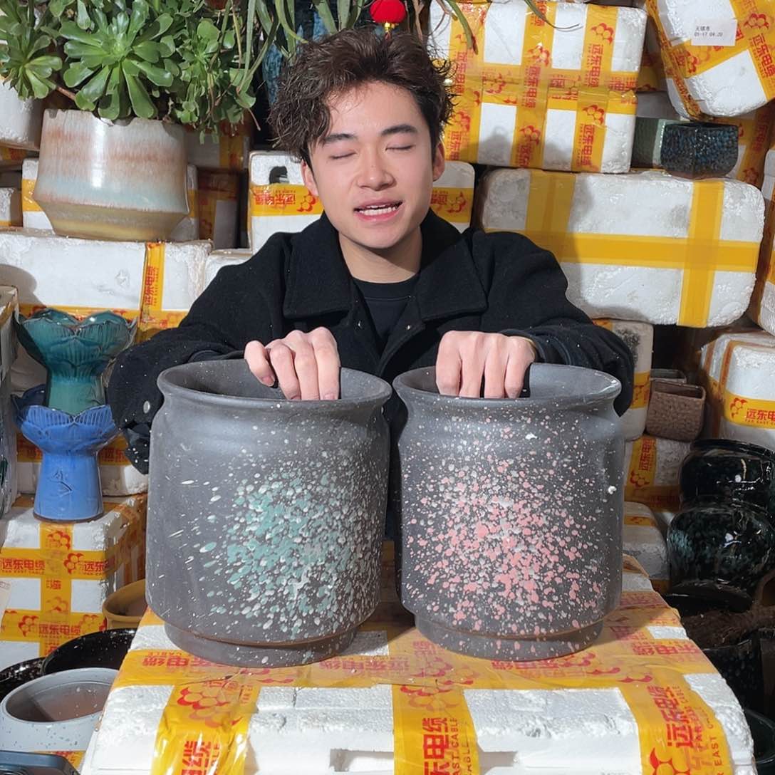 无铅玻璃宜兴紫砂花盆