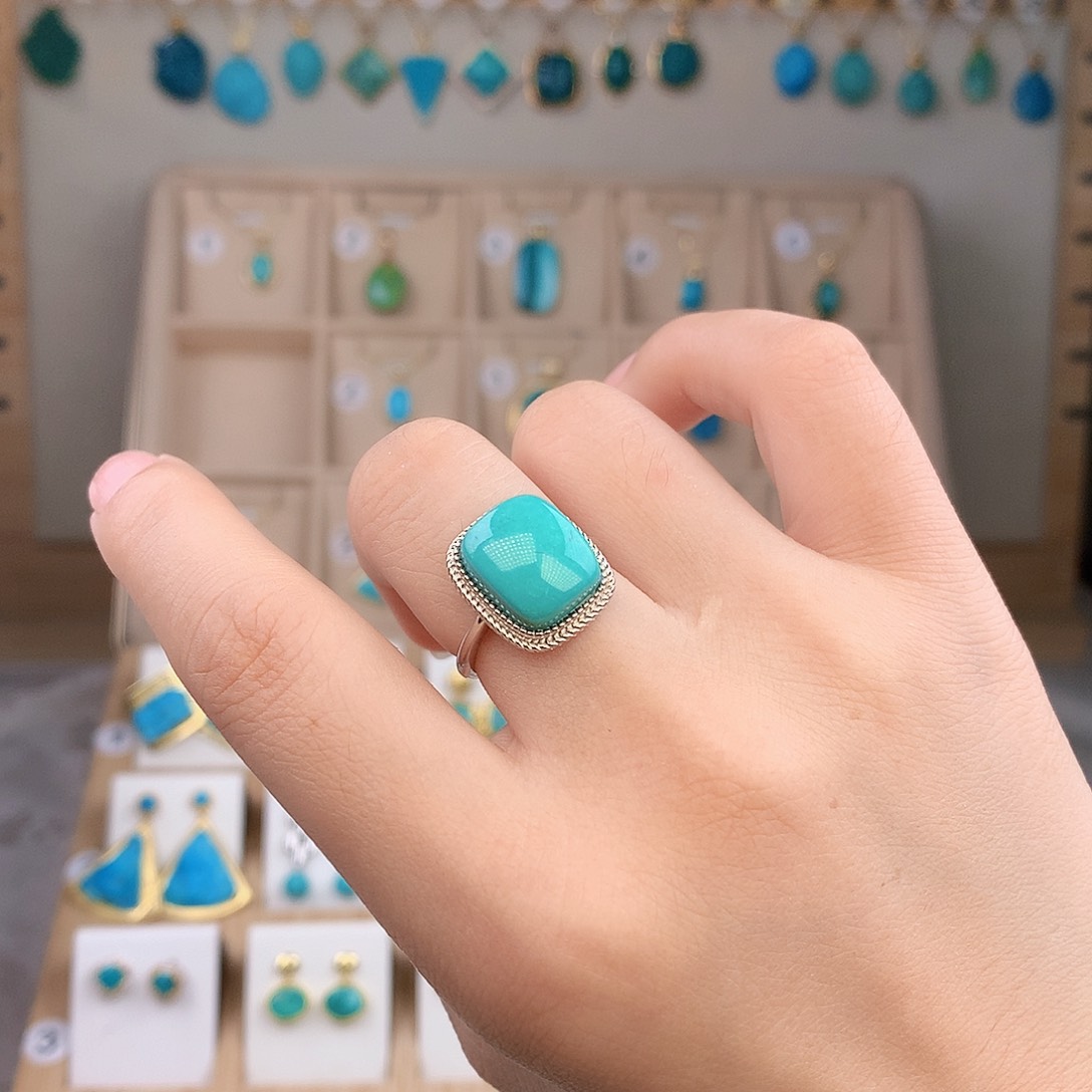 绿松石银S925镶嵌戒指