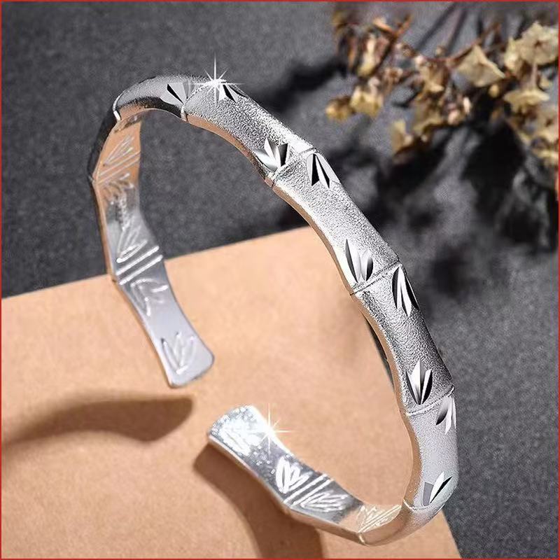 足银手镯 精品磨砂素竹银手镯（无礼盒）CL029