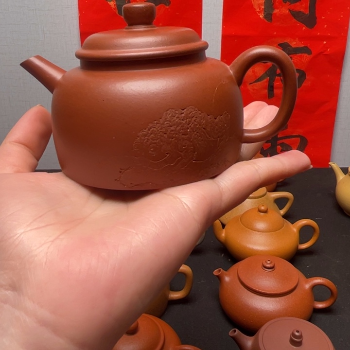 紫砂壶东*全手工红皮龙