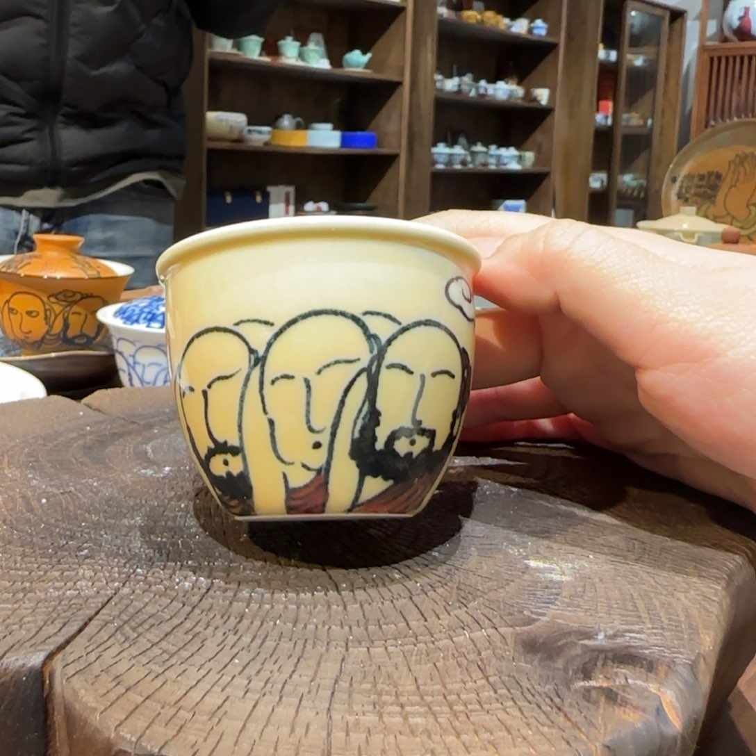 瓷片陶瓷作品 李能手绘