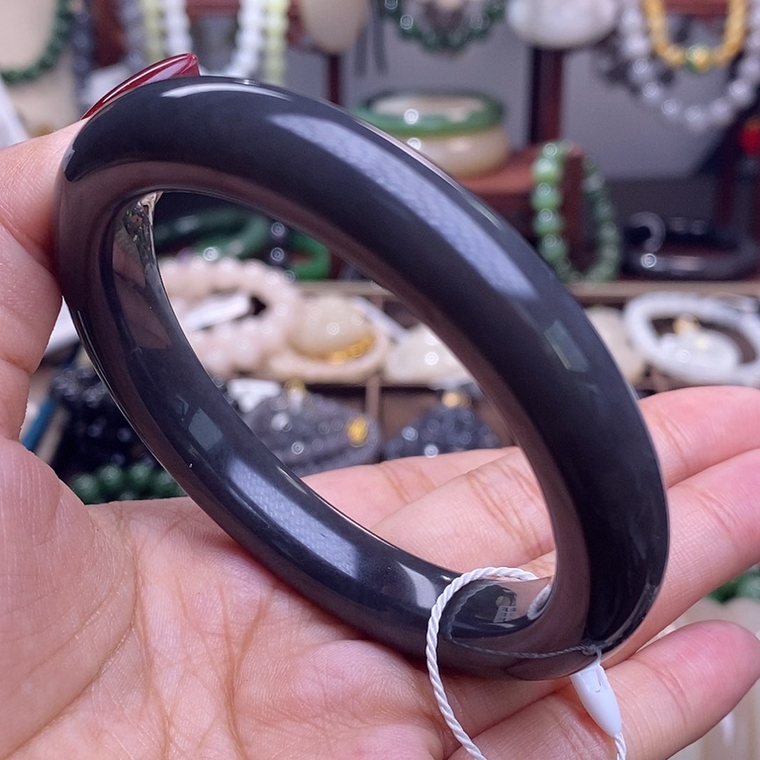 和田玉清货价老矿料冰烟紫帝王紫手镯59未镶嵌