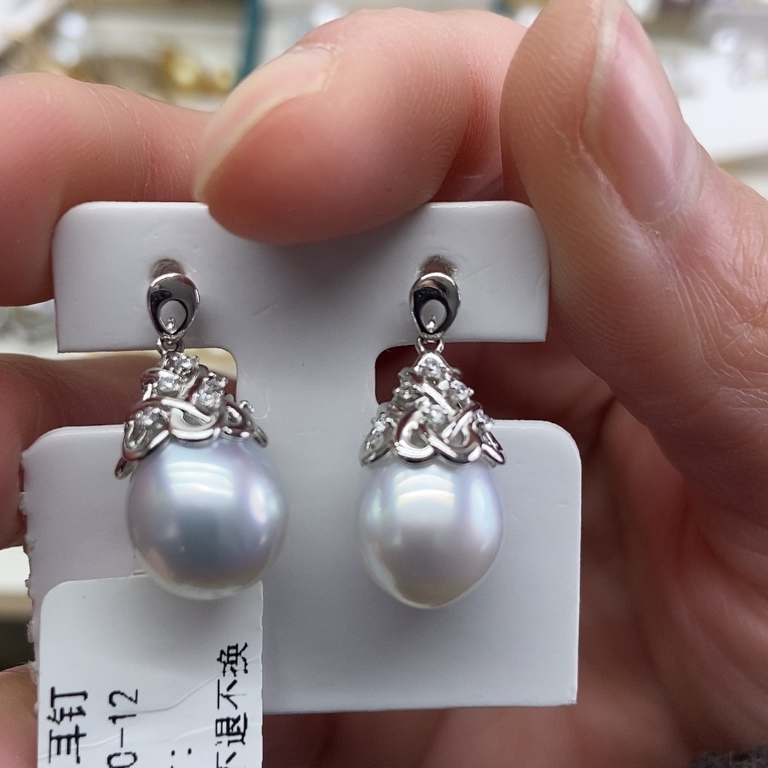 银S925镶嵌耳饰海水珍珠@@AE0005