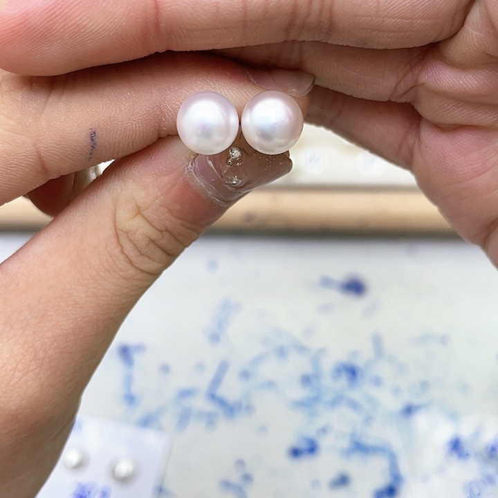 淡水珍珠耳饰银S925镶嵌用****4