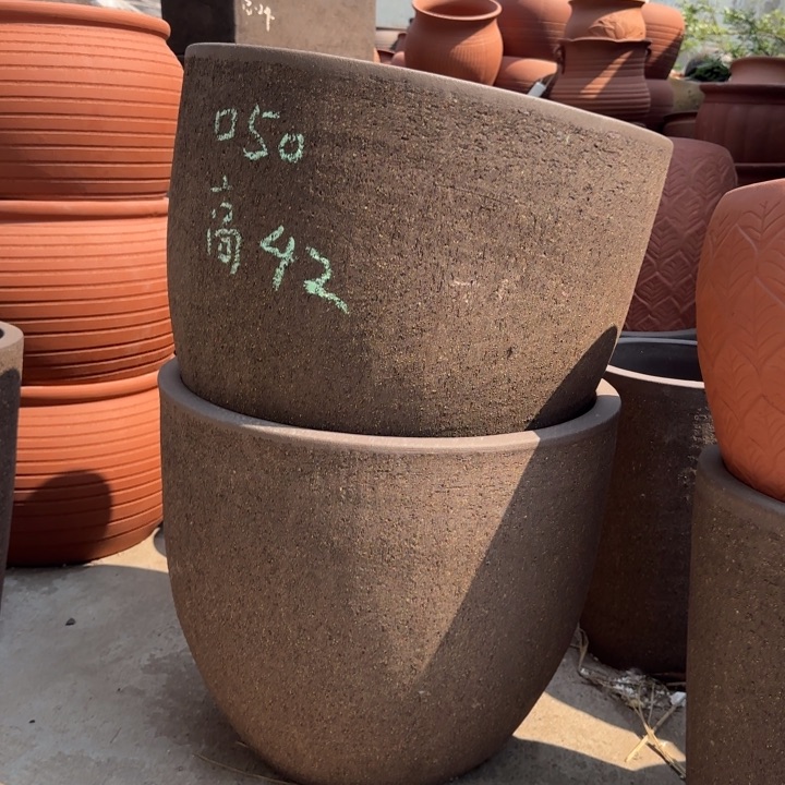紫砂花盆口50高42宜兴粗陶粗糙