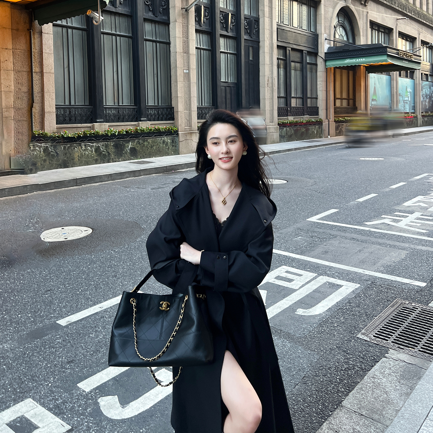 休闲连帽风衣外套女中长款2025春秋季新款韩版宽松高级感气质大衣