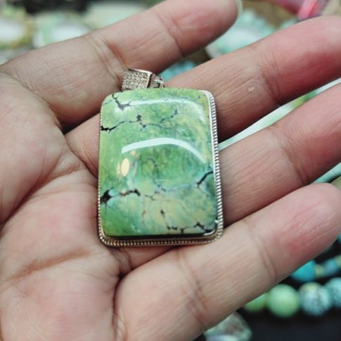 绿松石吊坠(不含链)银S925镶嵌