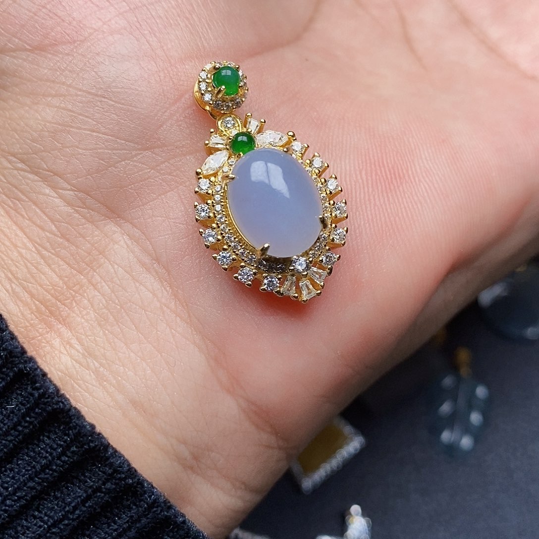 翡翠颈饰银S925镶嵌项链