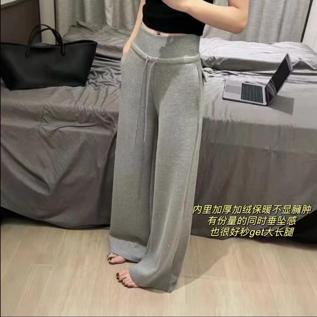 徐秋阳 宽腰头加绒卫裤 百搭时尚设计显瘦显腿长唐装卫裤11837-1
