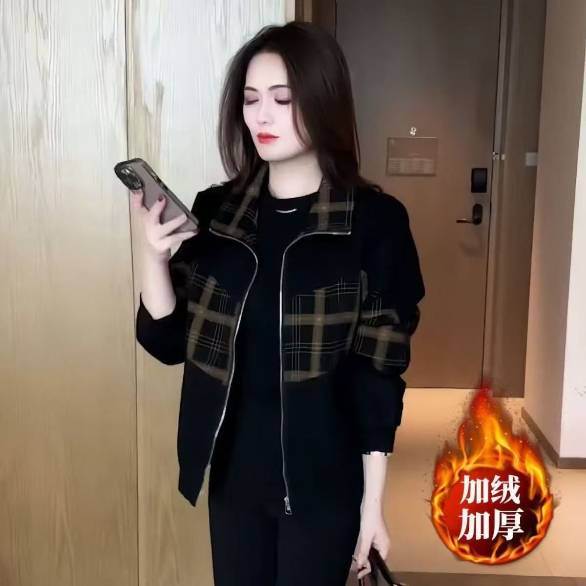 *捡漏~秋冬季女装短款百搭夹克杉女士韩版时尚减龄休闲外套