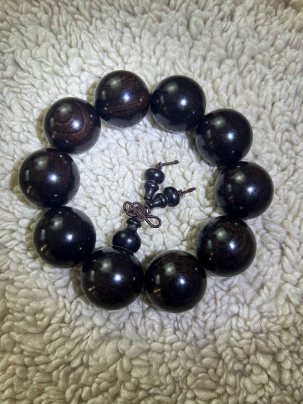 精品乌木紫光檀2.5手串带葫芦款无漆无蜡无胶