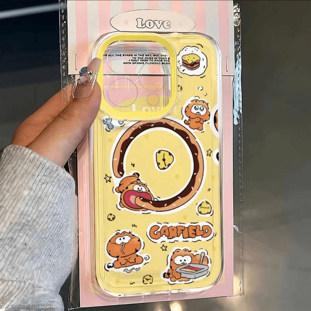 贪吃加菲适用苹果15PROMAX手机壳iPhone14防摔13趣味12透明11软壳