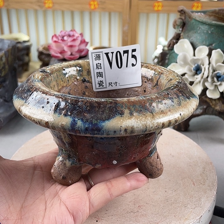 紫砂花盆景德镇陶瓷075