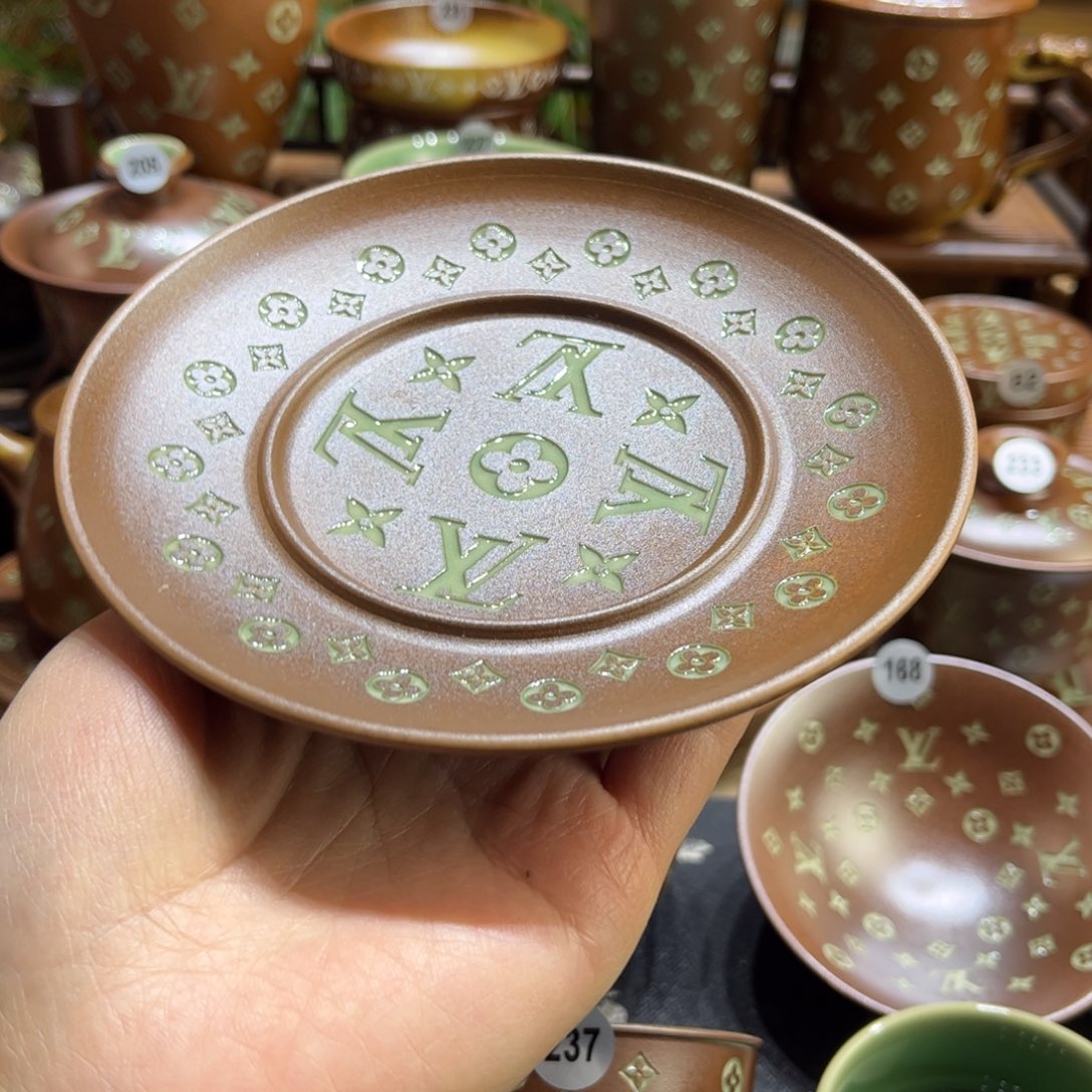 梅***草木灰老花托盘 填釉