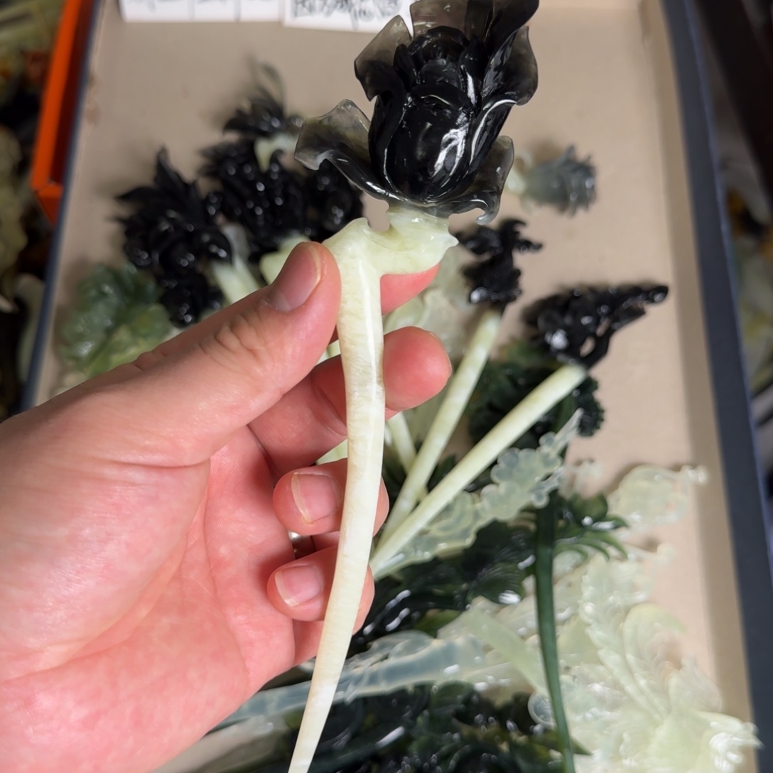 岫玉发饰未镶嵌明君玉簪就是好看